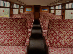 3rd class saloon in coach 4365 at the Swanage Railway