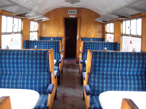 Standard class saloon in Buffet Car 1808 at the Gloucestershire & Warwickshire Railway